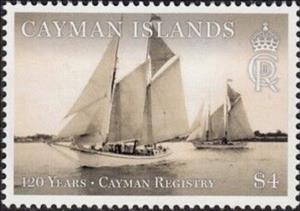 Stamp, Cayman Islands Ship Registry, 120 Years, Cayman Islands,  , Sailing Ships