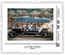 Stamp, Blue Racing Car in the pits, France,  , Motor Racing, Racing Cars