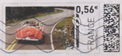 Stamp, Red sports car, France,  , Cars