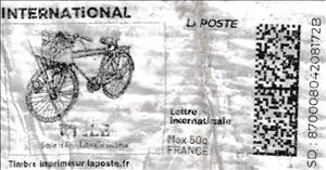 Stamp, Utile. Redesign. without Laposte logo, France,  , Bicycles, Postal Traffic