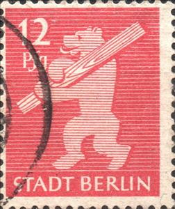 Stamp, Stadt Berlin, Germany,  Allied Occupation of Berlin (1945),  , Bears, Coats of Arms, Heraldic Animals, Mammals, Stylized Animals