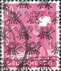 Stamp, Posthorn Net Overprint, Germany, American-British Occ. (Bizone),  , Agriculture