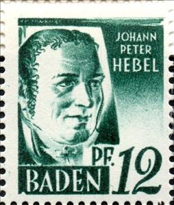 Stamp, Johann Peter Hebel, Germany, French Occupation of Baden,  , Authors, Famous People, Literary People (Poets and Writers), Literature, Men