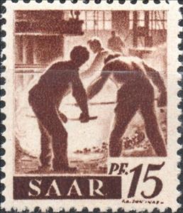 Stamp, Furnace workers, Germany, Saarland,  , Industry, Metallurgical Industry, Professions
