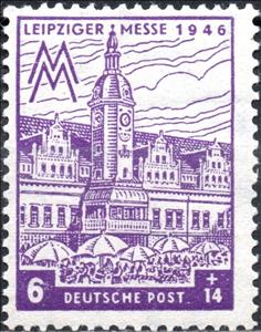 Stamp, Leipzig Market, Old Town Hall, Germany, Soviet Occupation of West Saxony,  , Architecture, Fairs