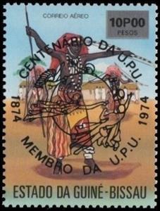 Stamp, Centenary of U.P.U - Overprint in black, Guinea-Bissau,  , Folklore, Masks, U.P.U.