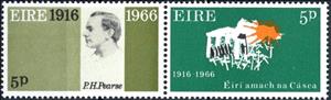 Se-tenant, P. H. Pearse and Marching to Freedom 1916-1966, Ireland,  , Commemoration, Famous People, Independency Activists, Uprising