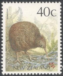 Stamp, Brown Kiwi (Apteryx australis) - Reprint, New Zealand,  , Animals (Fauna), Birds