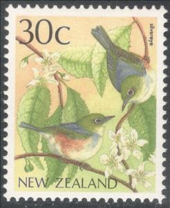 Stamp, Silvereye (Zosterops lateralis) - Reprint, New Zealand,  , Animals (Fauna), Birds