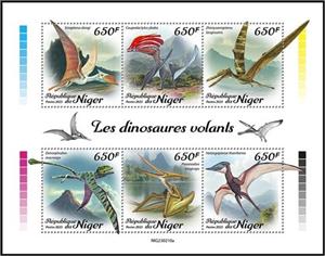 Mini Sheet, Flying Dinosaurs, Niger,  , Animals (Fauna), Dinosaurs, Prehistoric Animals, Prehistory