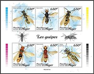 Mini Sheet, Wasps, Niger,  , Animals (Fauna), Bees, Insects
