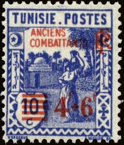 Stamp, Stamp 1926-28 overloaded, Tunisia,  
