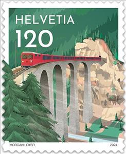 Stamp, The appealing and often photographed Landwasser Viaduct over, Switzerland,  , Bridges, Railways