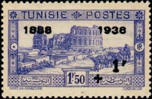 Stamp, Stamp 1931-33 overloaded, Tunisia,  