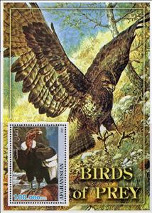 Souvenir Sheet, Birds of Prey, Afghanistan,  , Animals (Fauna), Birds of Prey, Falcons