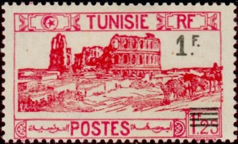 Stamp, Amphitheatre of El Jem, Tunisia,  , Camels, Ruins
