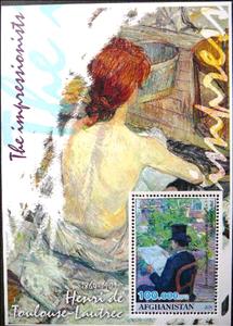 Souvenir Sheet, Paintings The Impressionists Henri de Toulouse-Loutrec, Afghanistan,  , Painters, Paintings