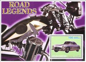Souvenir Sheet, Road Legends, Afghanistan,  , Cars, Motorcycles