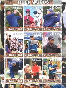 Mini Sheet, Tiger Woods, Afghanistan,  , Famous People, Golf, Sports
