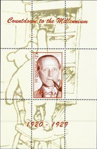 Souvenir Sheet, Countdown to the Millennium 1920-1929, Angola,  , Anniversaries and Jubilees, Famous People, Millennium