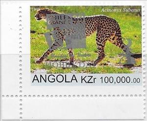 Stamp, Flora and Fauna Cheetah (Acinonyx subarus) Overprint, Angola,  , Animals (Fauna), Cheetahs, Mammals, Wild Cats