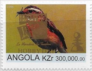 Stamp, Flora and Fauna Whinchat Overprint, Angola,  , Animals (Fauna), Birds