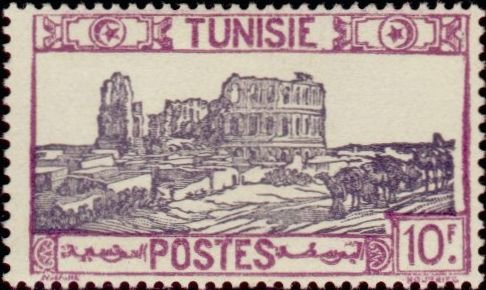 Stamp, Amphitheatre of El Jem, Tunisia,  , Camels, Ruins