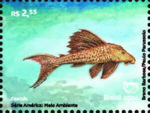 Stamp, Hypostomus affinis, Brazil,  , Animals (Fauna), Environment Protection, Fishes, Sea Life, U.P.A.E.P.