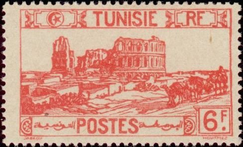 Stamp, Types of 1926-28, Tunisia,  , Camels, Ruins