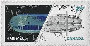 Stamp, Wreckage & diagram of HMS Erebus, Canada,  , Maps, Shipwrecks