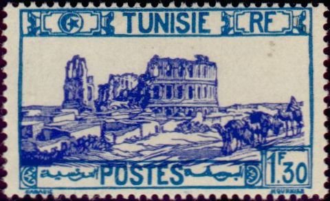 Stamp, Amphitheatre of El Jem, Tunisia,  , Camels, Ruins