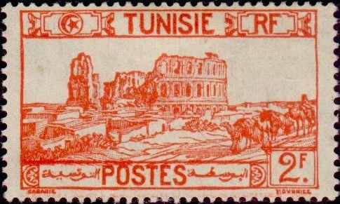 Stamp, Amphitheatre of El Jem, Tunisia,  , Camels, Ruins