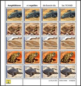 Se-tenant, Amphibians and Reptiles of the Lake Chad, Chad,  , Amphibians, Reptiles
