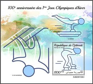 Souvenir Sheet, 100th Anniversary of the 1 Olympic Winter Games, Djibouti,  , Anniversaries and Jubilees, Olympic Games