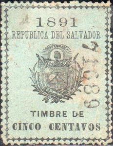 Stamp, Coat of arms of El Salvador, El Salvador,  , Coats of Arms, Flags, Stars, Volcanos