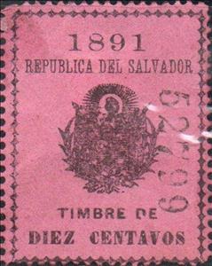 Stamp, Coat of arms of El Salvador, El Salvador,  , Coats of Arms, Flags, Stars, Volcanos