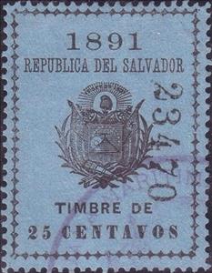 Stamp, Coat of arms of El Salvador, El Salvador,  , Coats of Arms, Flags, Stars, Volcanos