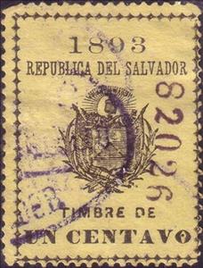 Stamp, Coat of arms of El Salvador, El Salvador,  , Coats of Arms, Flags, Stars, Volcanos