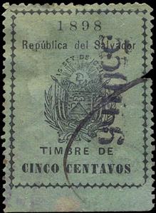 Stamp, Coat of arms of El Salvador, El Salvador,  , Coats of Arms, Flags, Stars, Volcanos