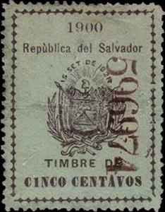 Stamp, Coat of arms of El Salvador, El Salvador,  , Coats of Arms, Flags, Stars, Volcanos