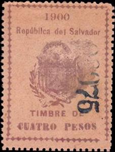Stamp, Coat of arms of El Salvador, El Salvador,  , Coats of Arms, Flags, Stars, Volcanos