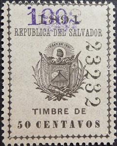 Stamp, Coat of arms of El Salvador, El Salvador,  , Coats of Arms, Flags, Stars, Volcanos