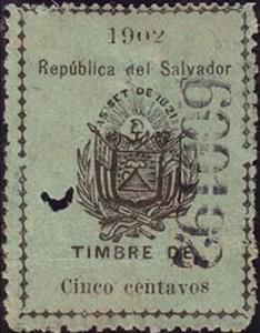 Stamp, Coat of arms of El Salvador, El Salvador,  , Coats of Arms, Flags, Stars, Volcanos