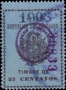 Stamp, Coat of arms of El Salvador, El Salvador,  , Coats of Arms, Flags, Stars, Volcanos