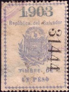 Stamp, Coat of arms of El Salvador, El Salvador,  , Coats of Arms, Flags, Stars, Volcanos