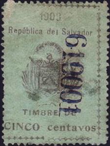 Stamp, Coat of arms of El Salvador, El Salvador,  , Coats of Arms, Flags, Stars, Volcanos
