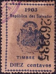 Stamp, Coat of arms of El Salvador, El Salvador,  , Coats of Arms, Flags, Stars, Volcanos