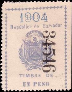 Stamp, Coat of arms of El Salvador, El Salvador,  , Coats of Arms, Flags, Stars, Volcanos