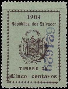 Stamp, Coat of arms of El Salvador, El Salvador,  , Coats of Arms, Flags, Stars, Volcanos