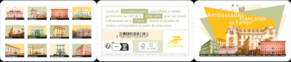 Booklet, Embassies of France in Europe, France,  , Architecture, Diplomacy, Flags, Government Buildings